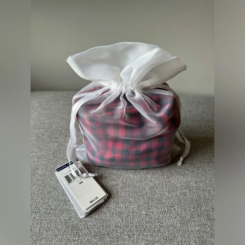 New Baby Ralph Lauren Plaid Footie,Hat,Bib & Bag Gift Set